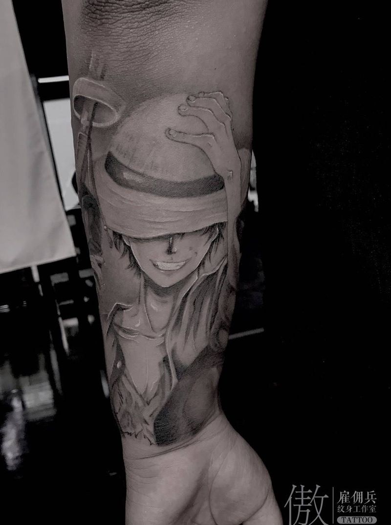 路飞～纹身图片_手臂路飞海贼王纹身图案