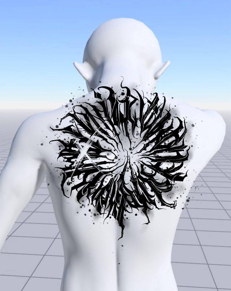 暗黑花体字纹身图片_胸部腹部花体字纹身图案