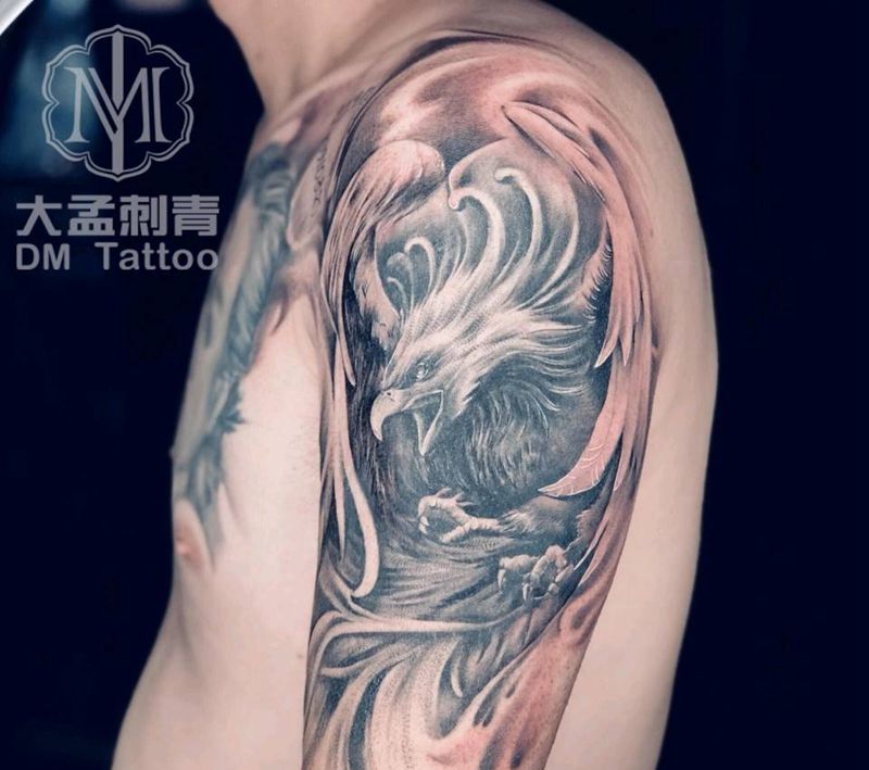 凤凰纹身图片_欧美写实纹身图案