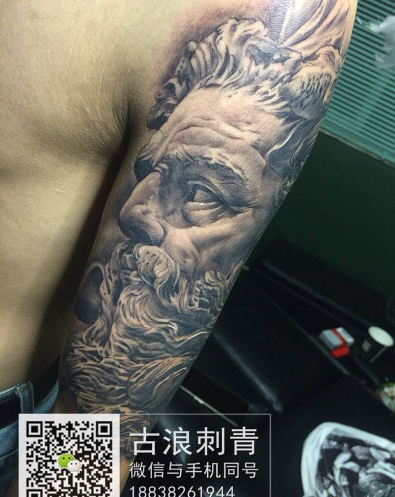 海神 波塞冬纹身图片