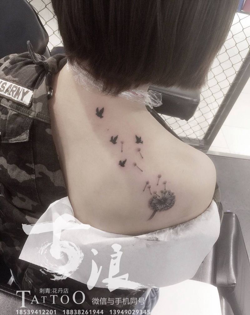 蒲公英纹身图片_成品纹身图案