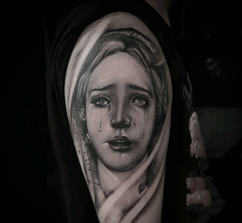 圣母纹身图片_欧美写实纹身图案