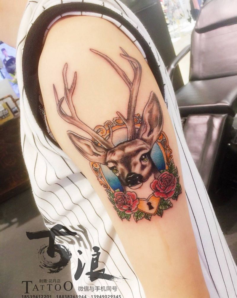 old school 鹿头纹身图片_成品纹身图案