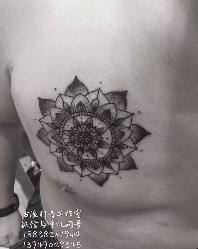 遮盖纹身图片_成品胸部欧美几何字符图腾情侣原创纹身图案