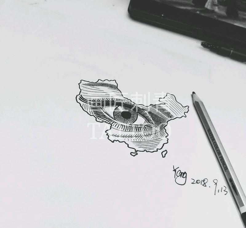 原创手稿纹身图片_手稿眼睛上帝之眼纹身图案