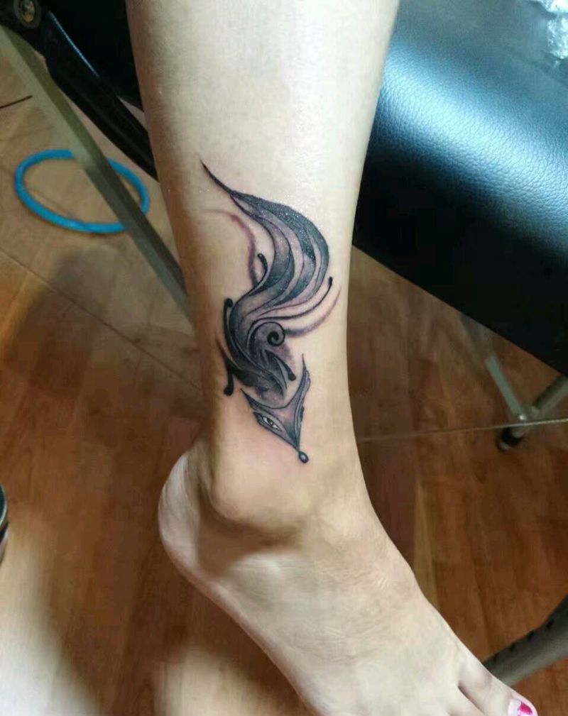 灵狐，掩盖纹身图片_脚部清新动物成品纹身图案