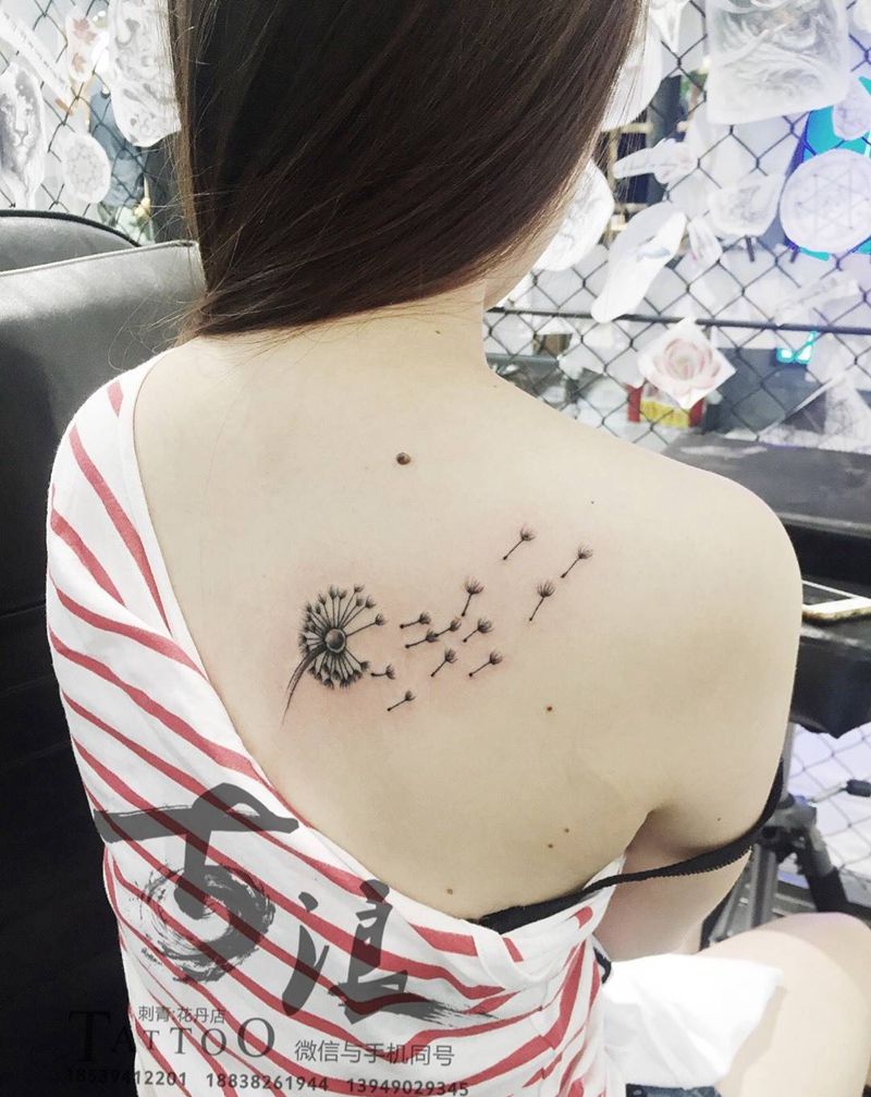 蒲公英纹身图片_成品手稿纹身图案