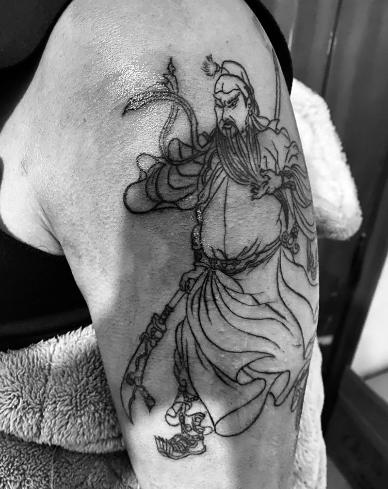 关公纹身图片_手臂新传统纹身图案