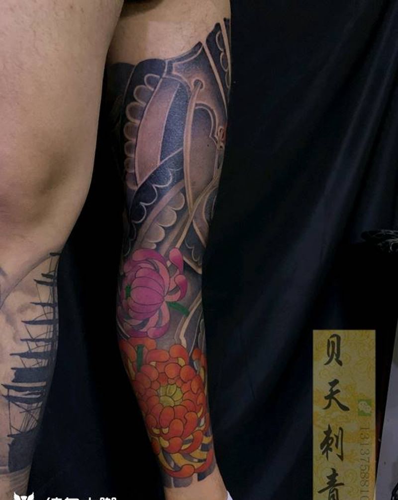 花腿纹身图片_老传统纹身图案