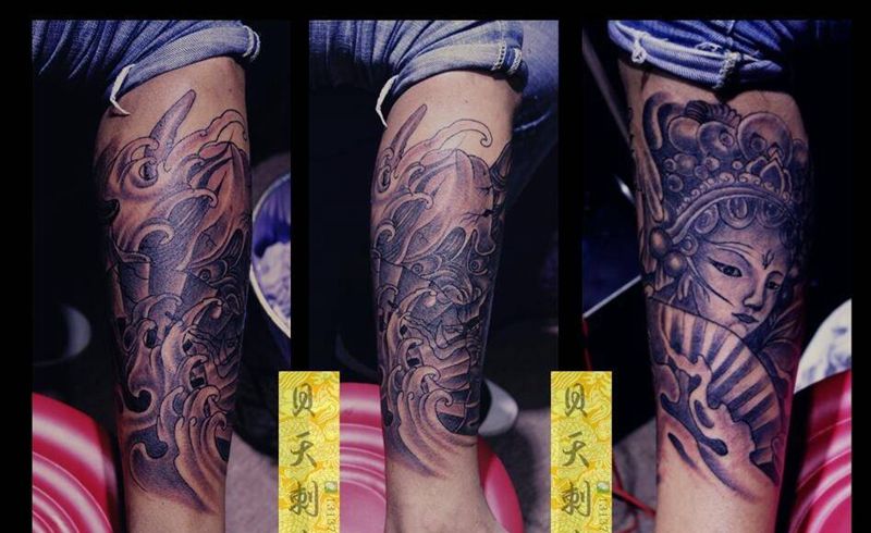 般若艺妓纹身图片