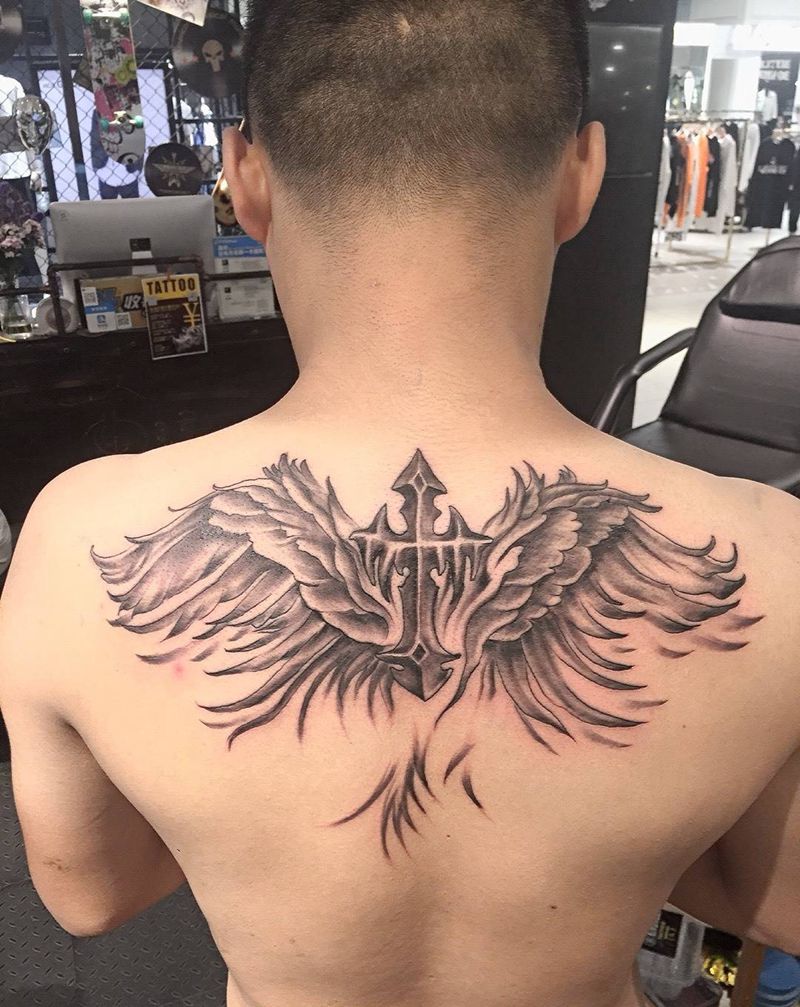 翅膀纹身图片_传统成品手稿纹身图案