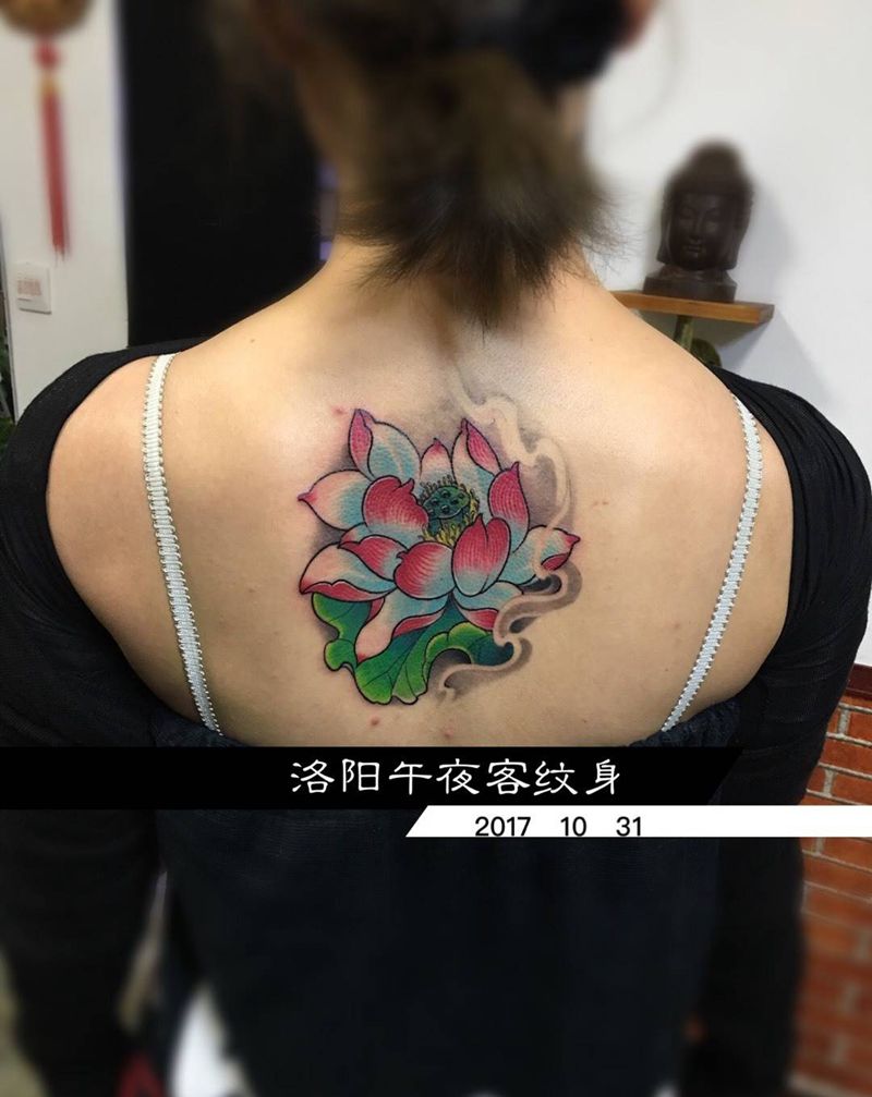 荷花完成，下次在做细节纹身图片