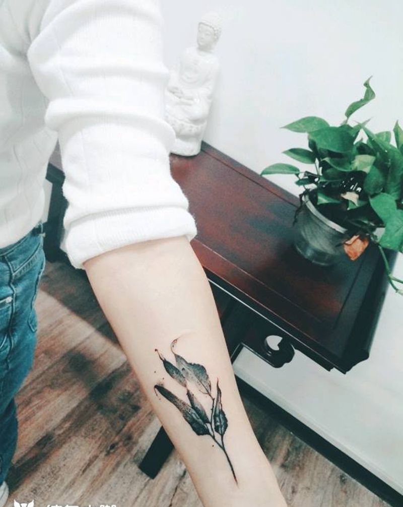 水墨风遮盖旧图纹身图片