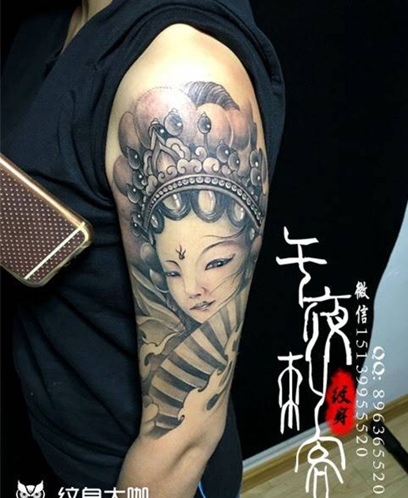 花旦，纹身图片_成品手臂传统肖像鬼神人物原创纹身图案
