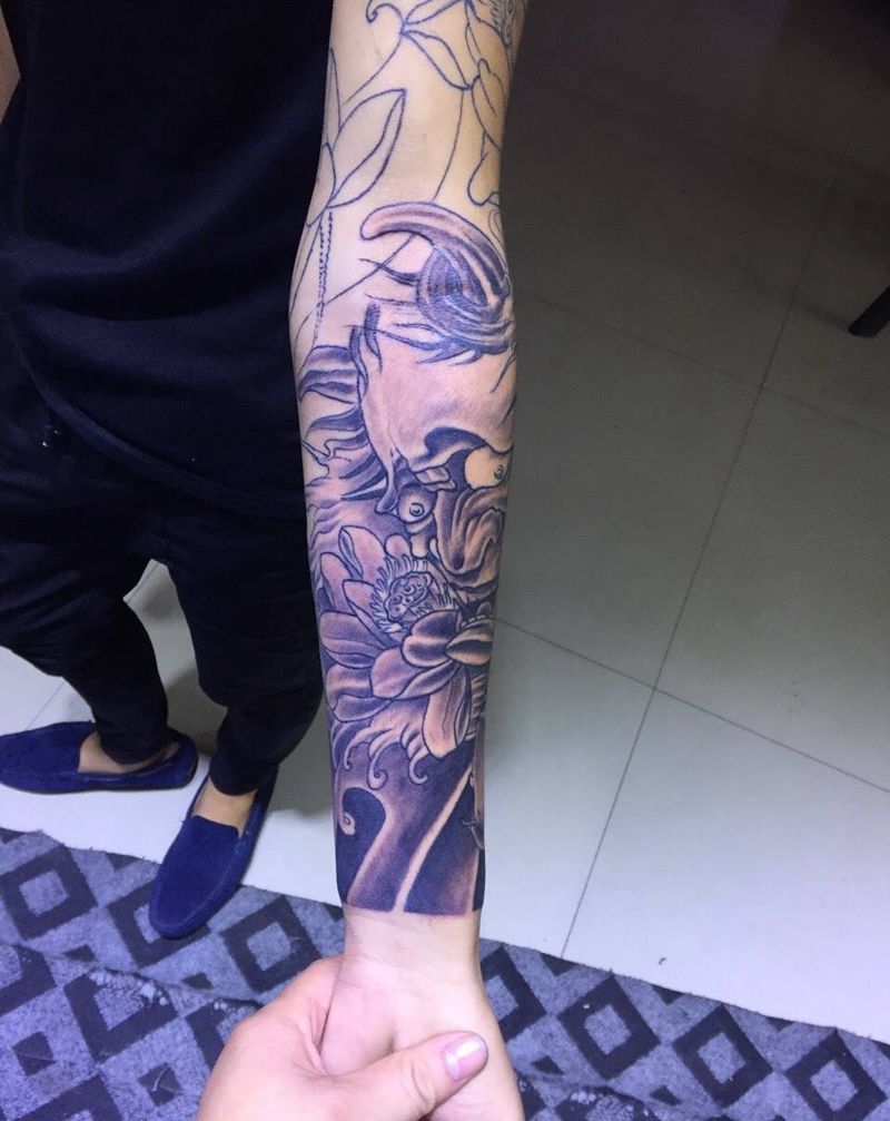 般若花臂纹身图片
