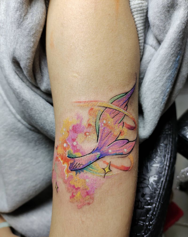 鱼尾纹身图片_水彩纹身图案