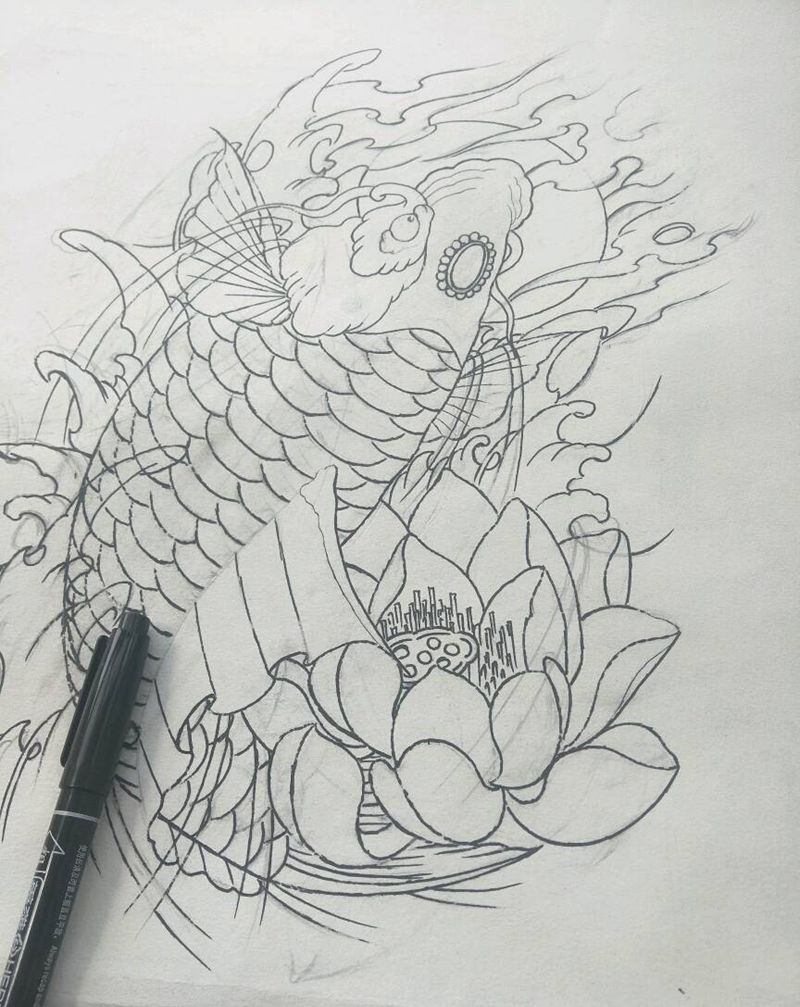 锦鲤。下次上彩纹身图片