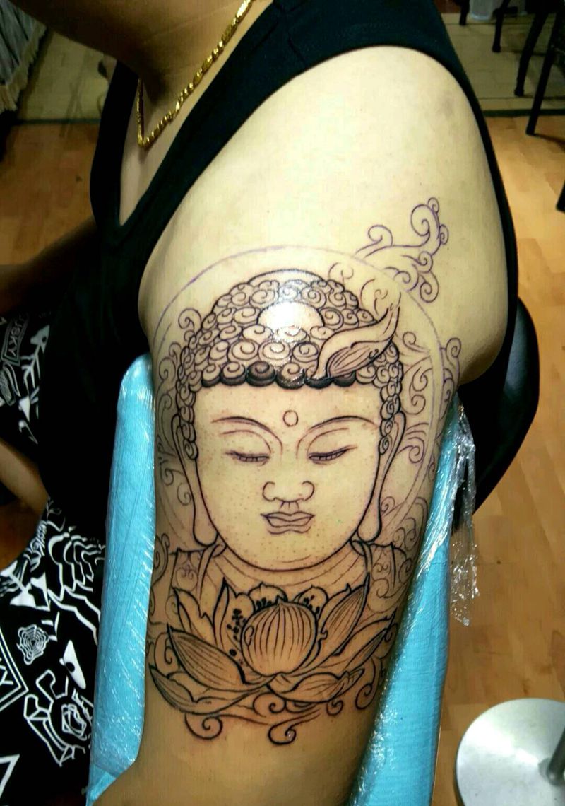 大臂佛纹身图片