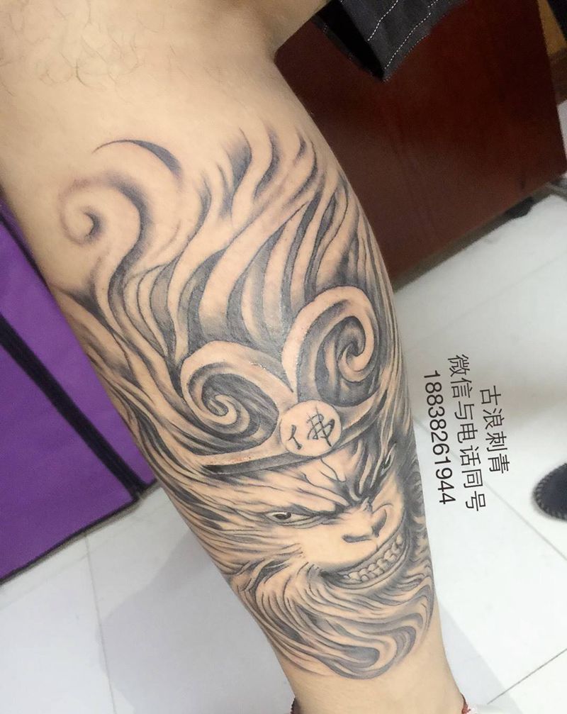 斗战胜佛纹身图片_成品胸部背部手臂腿部肖像传统写实鬼神宗教纹身图案