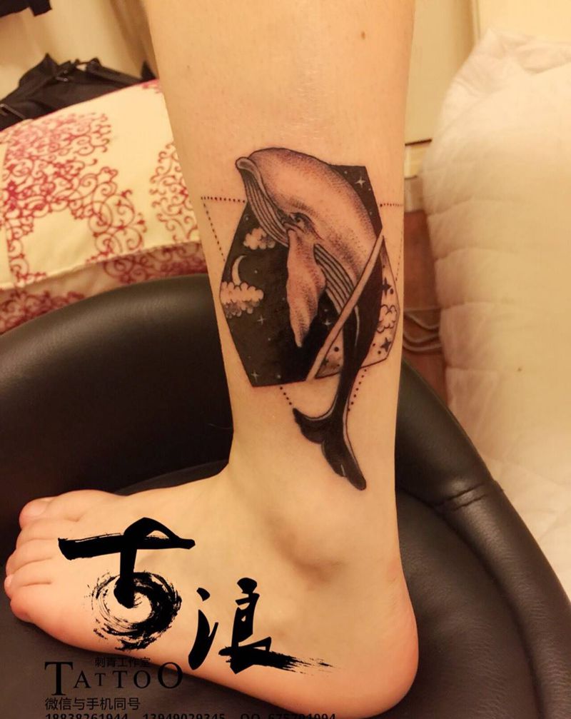 原创纹身图片_成品腿部清新写实欧美肩部手臂动物原创情侣纹身图案