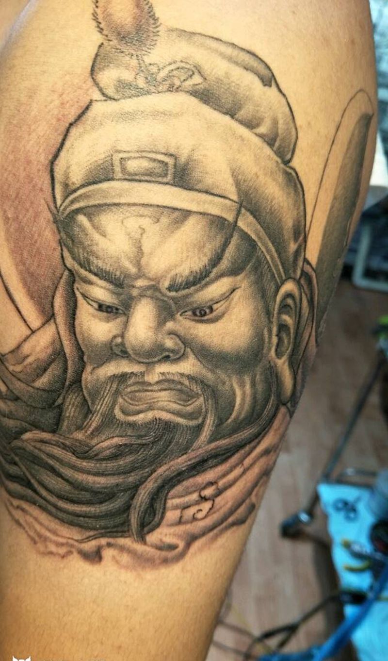 关公恢复后纹身图片