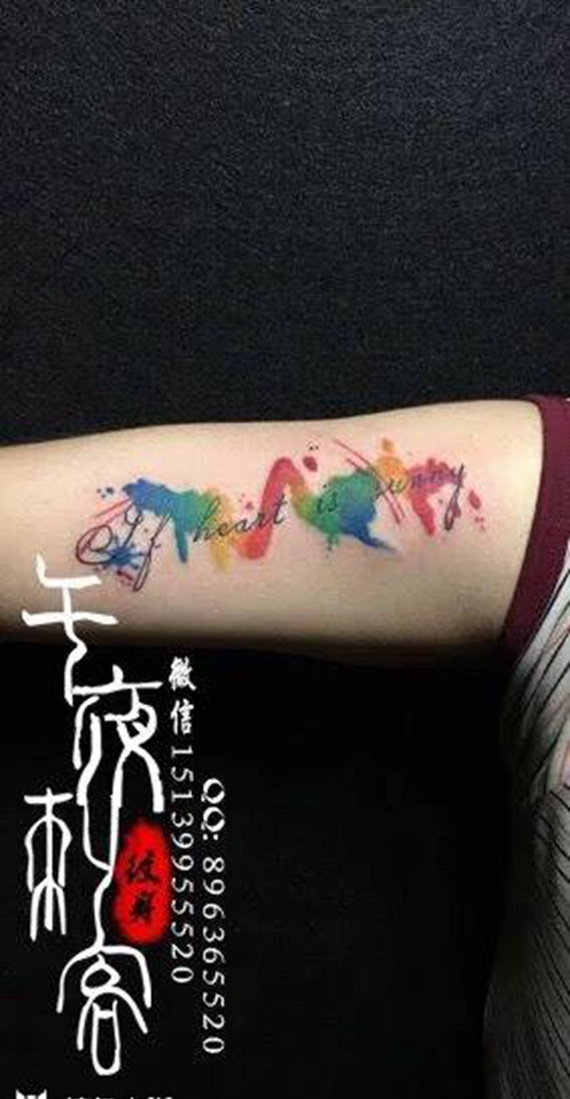 水彩文字纹身图片_成品手稿插画手臂传统清新欧美国画植物原创纹身图案