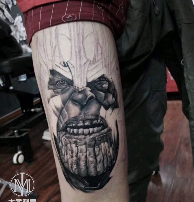 灭霸纹身图片_欧美写实纹身图案