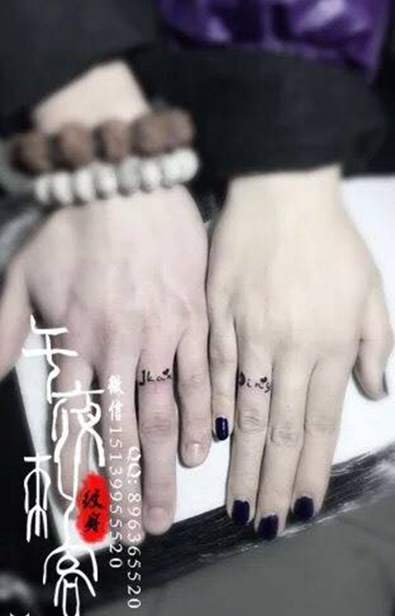 情侣纹身图片_成品手稿插画手部传统清新字符情侣原创植物纹身图案