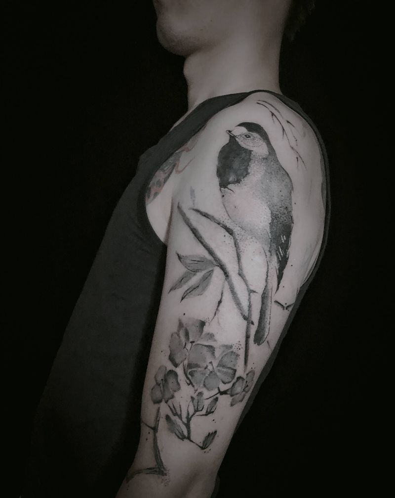 水墨风纹身图片_手臂水墨纹身图案