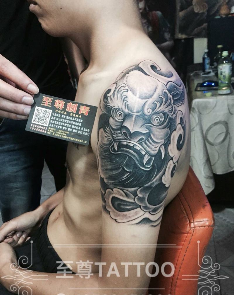 唐狮纹身图片