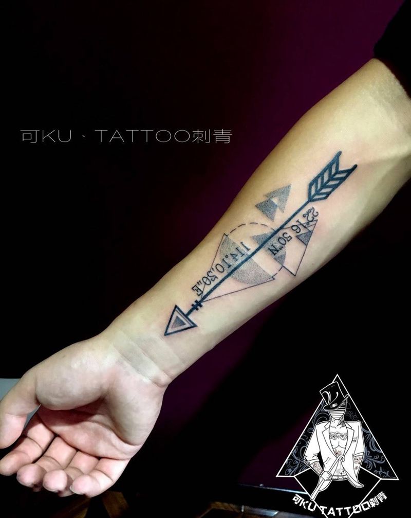 几何纹身图片_成品手臂清新几何纹身图案
