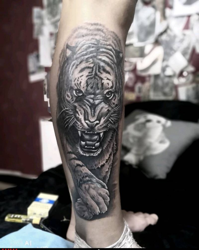 写实素描纹身~老虎纹身图片