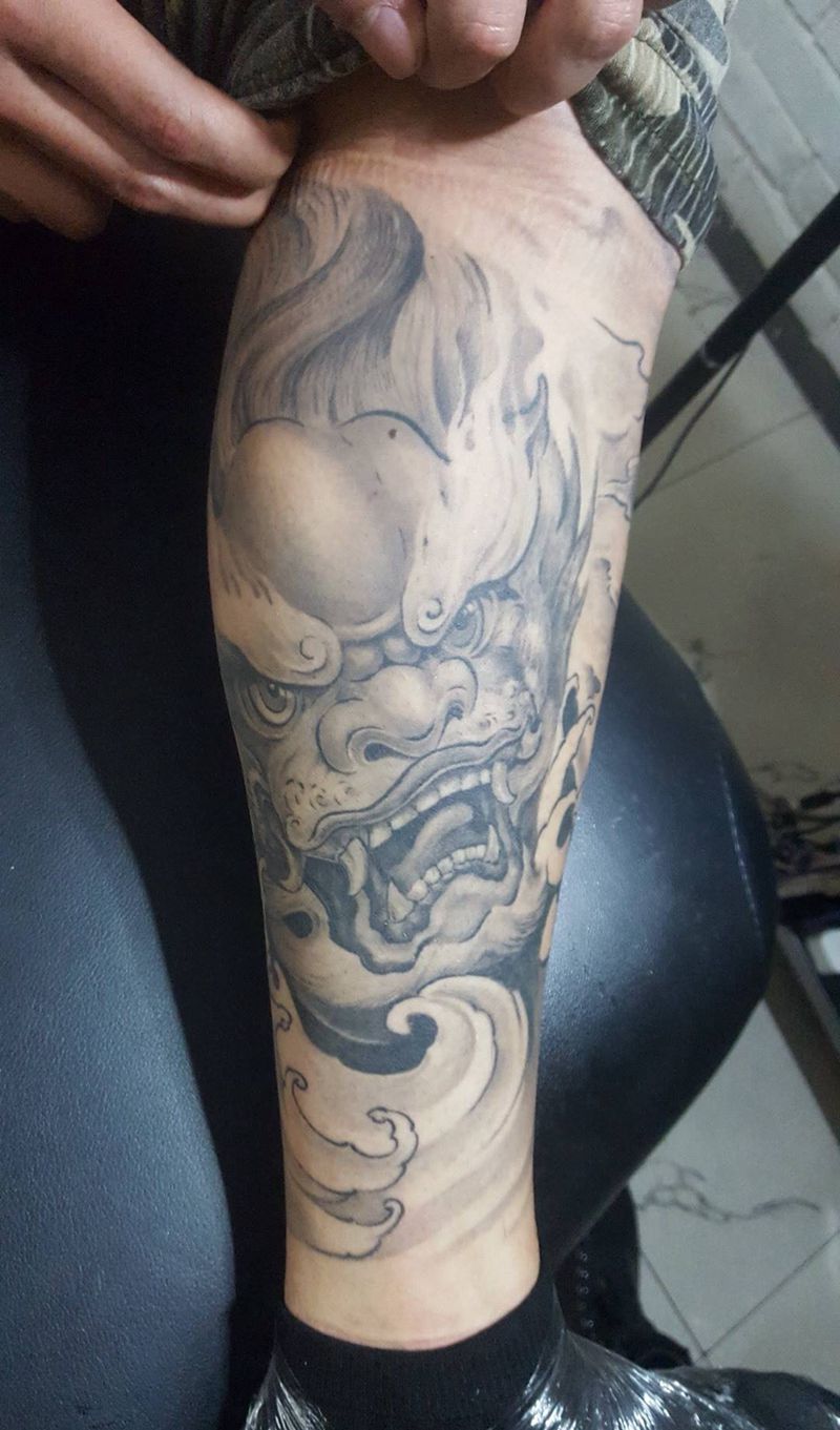 福狮，恢复一年的效果纹身图片