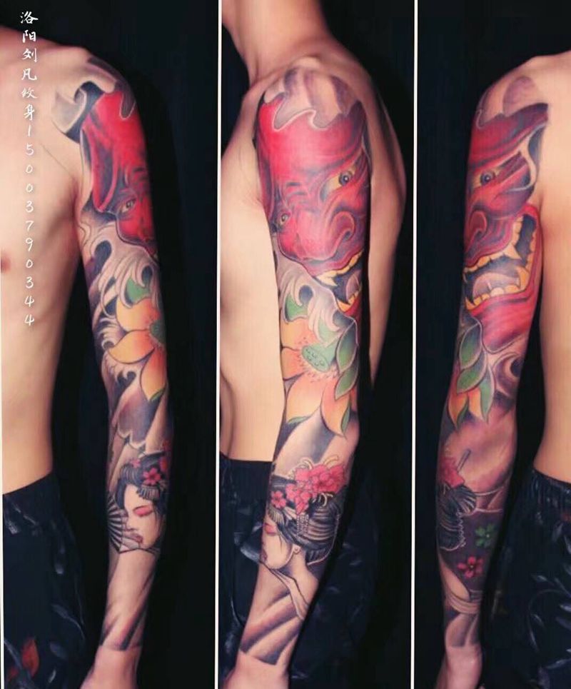 般若艺妓纹身图片