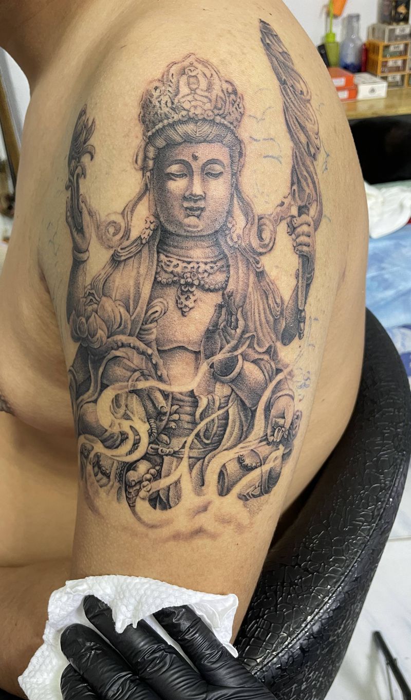 普贤菩萨。纹身图片_臀部欧美写实纹身图案