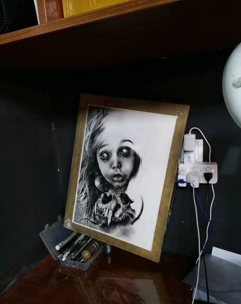 暗黑女孩纹身图片_欧美写实纹身图案