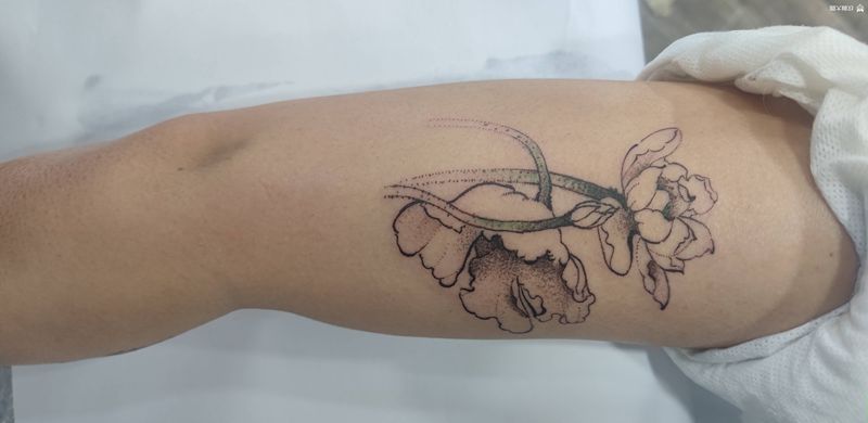 奇奇怪怪纹身图片_手臂水墨新传统纹身图案