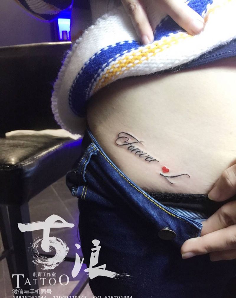 人鱼线纹身图片_成品腰部清新情侣原创纹身图案