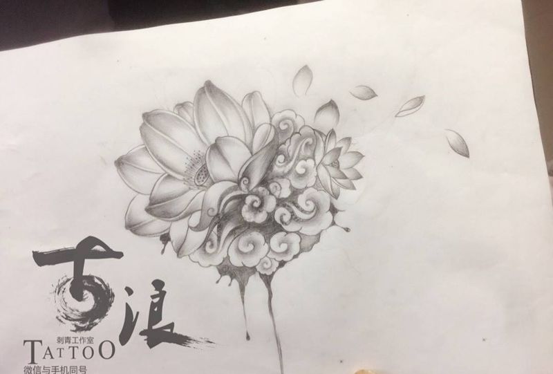原创 修改 遮盖纹身图片_手稿插画背部传统清新植物原创图腾静物国画纹身图案