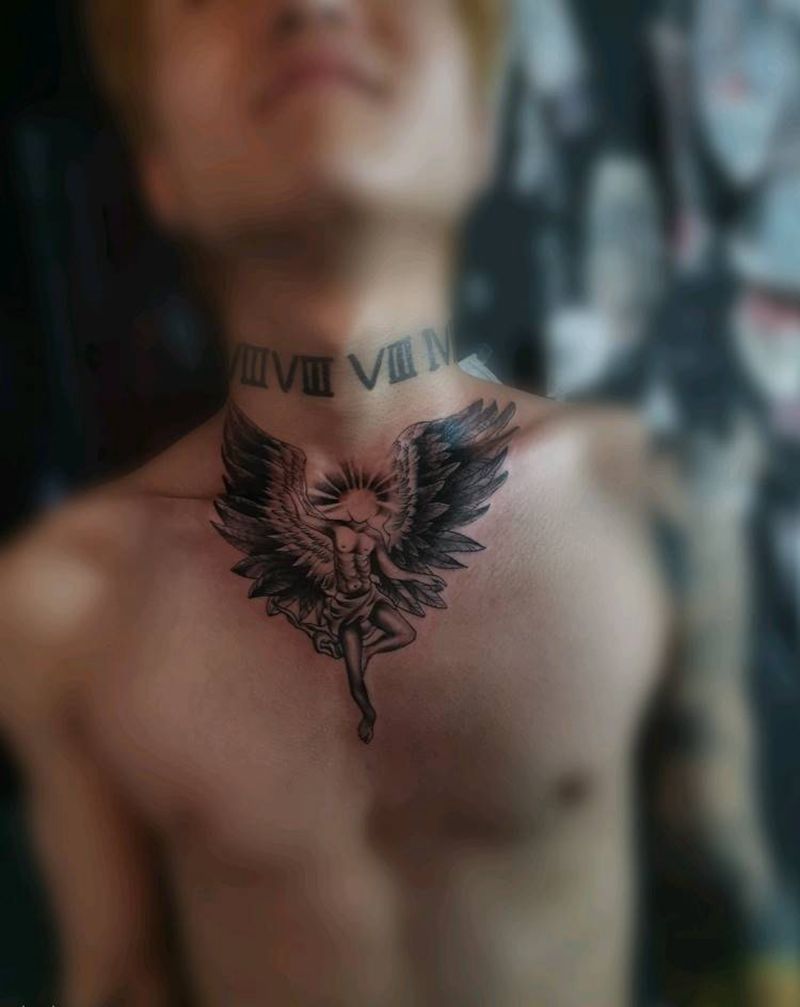 天使纹身图片_欧美写实纹身图案
