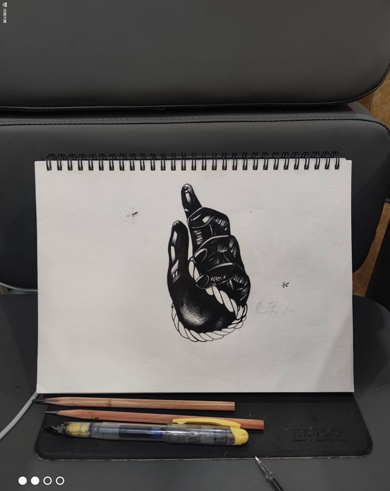 手套纹身图片_黑纹身图案