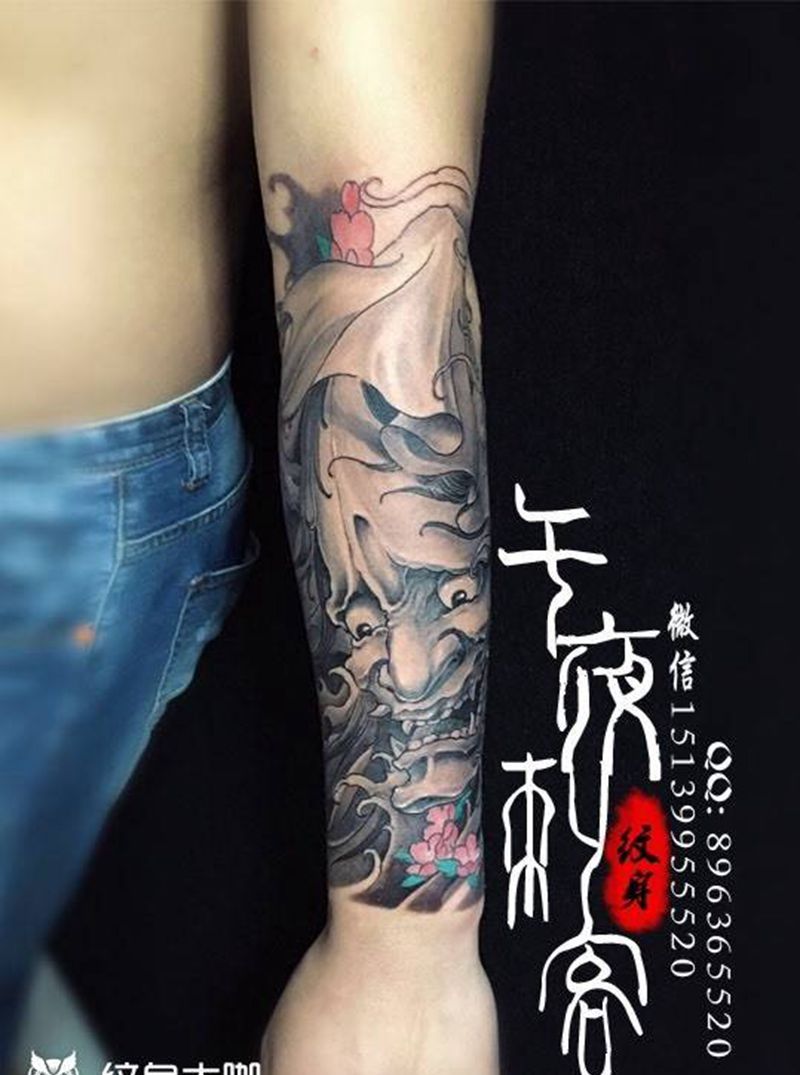 般若纹身图片_成品传统手臂鬼神原创纹身图案