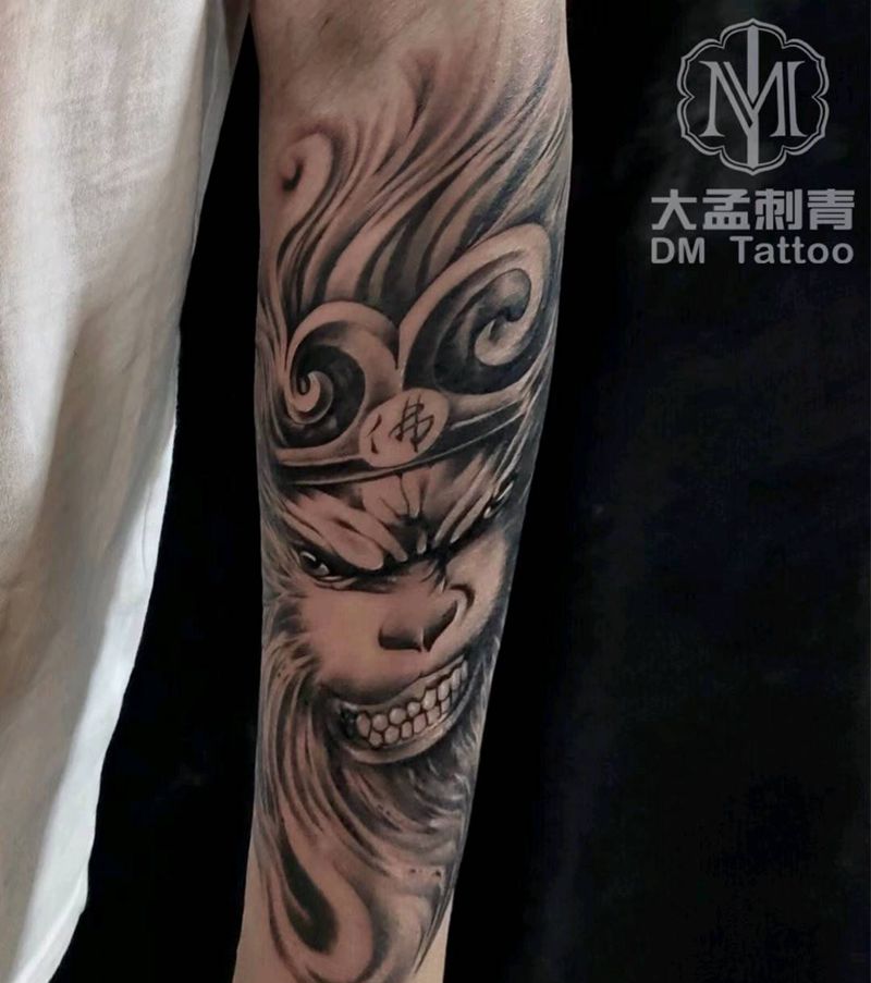 猴子纹身图片_欧美写实纹身图案