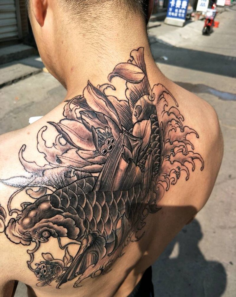 掩盖蝎子纹身图片_背部传统动物成品纹身图案