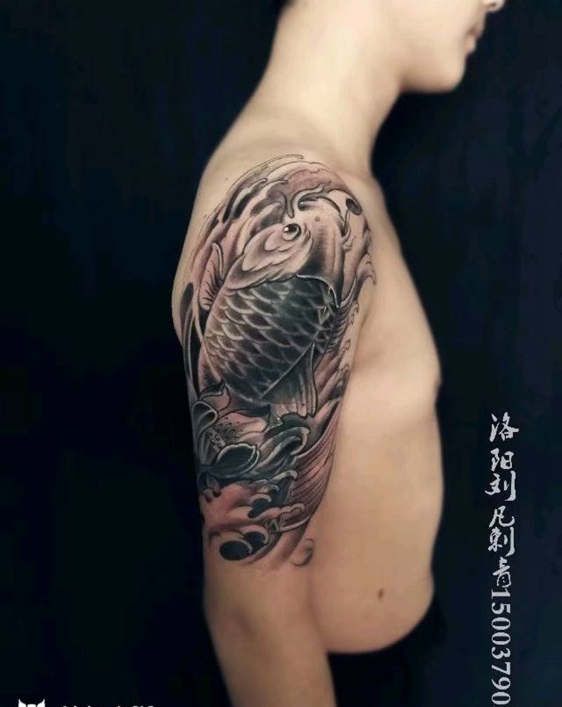 鲤鱼遮盖纹身图片