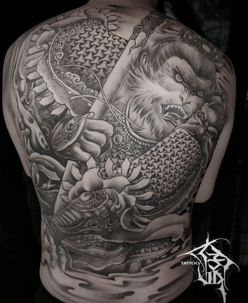 孙悟空纹身图片_欧美写实新传统纹身图案