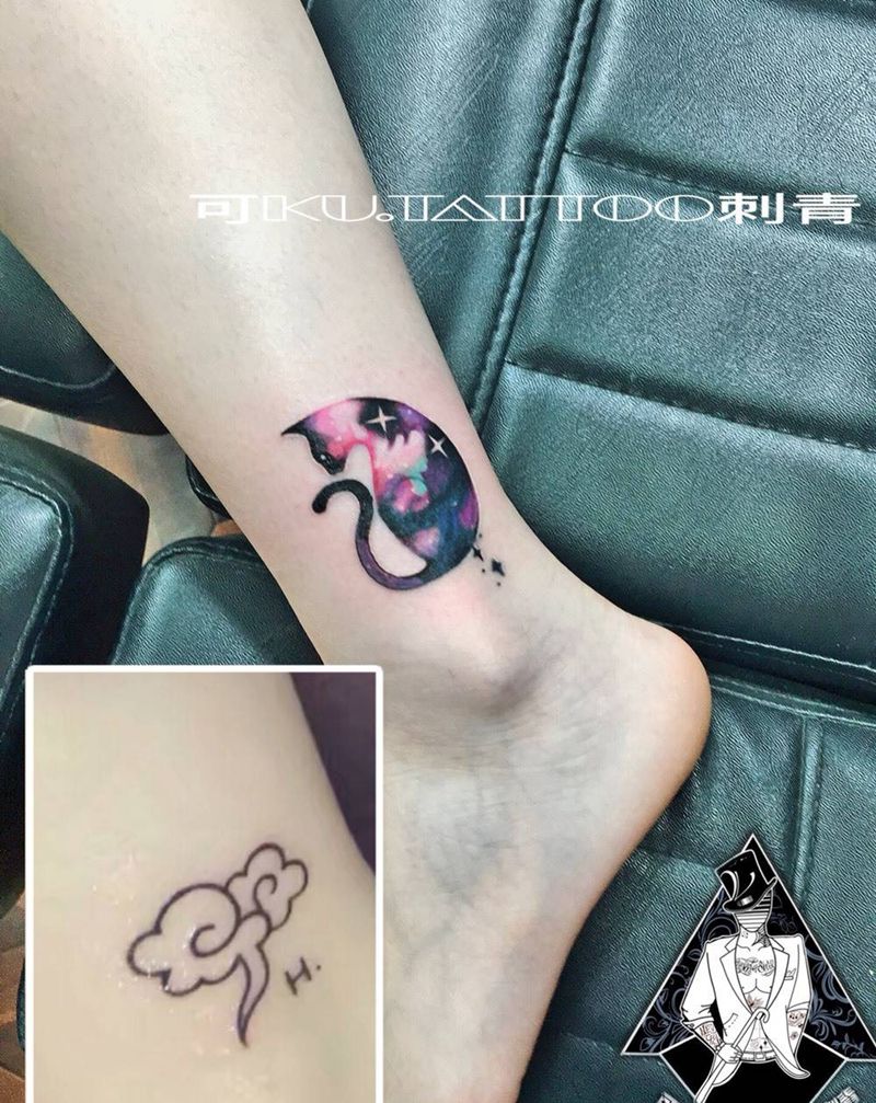 遮盖纹身图片_成品腿部脚部清新图腾动物纹身图案