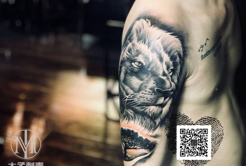 狮子,纹身图片_欧美写实纹身图案