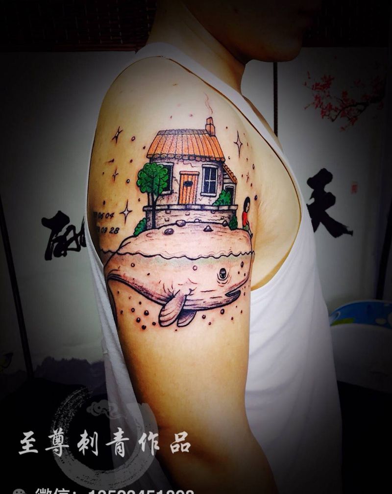 感恩纹身图片_手臂New School水彩纹身图案