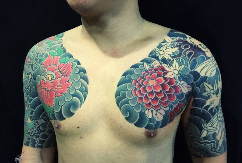 刺艺堂双胛今日进度～纹身图片